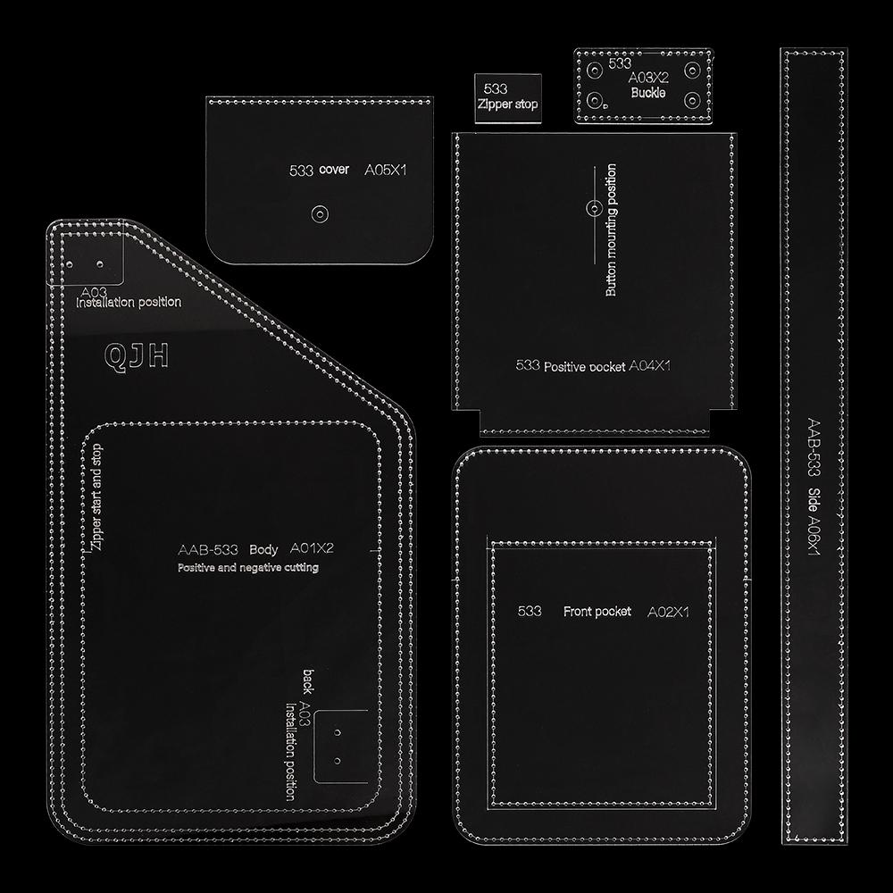 

1set DIY sewing pattern, acrylic design drawing template for men s leather chest bag, backpack crossbody bag making stencil mold