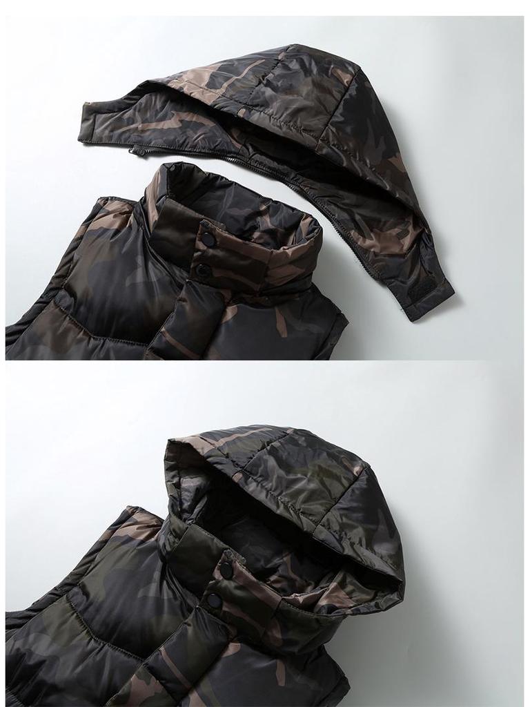 Men's Camouflage Hooded Cotton Vest - 2025 Autumn/Winter Fashion Sleeveless Jacket