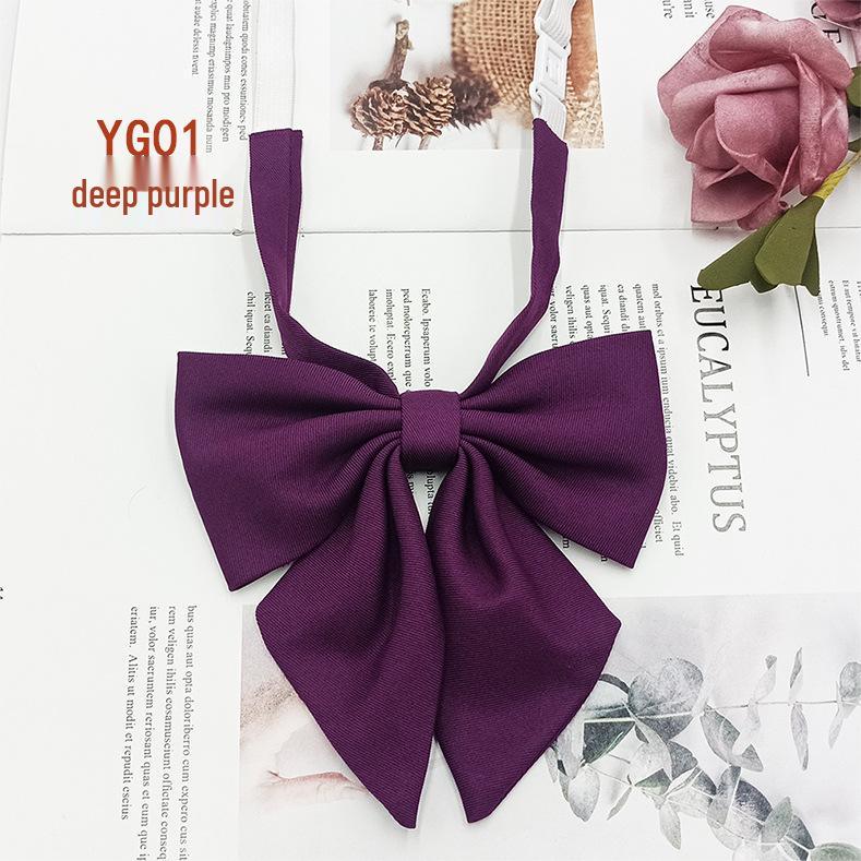 

Matte Feather Bow Tie & Lapel Flower for Female Students - Trendy Navy JK Bowtie with Pointed Butterfly Knot