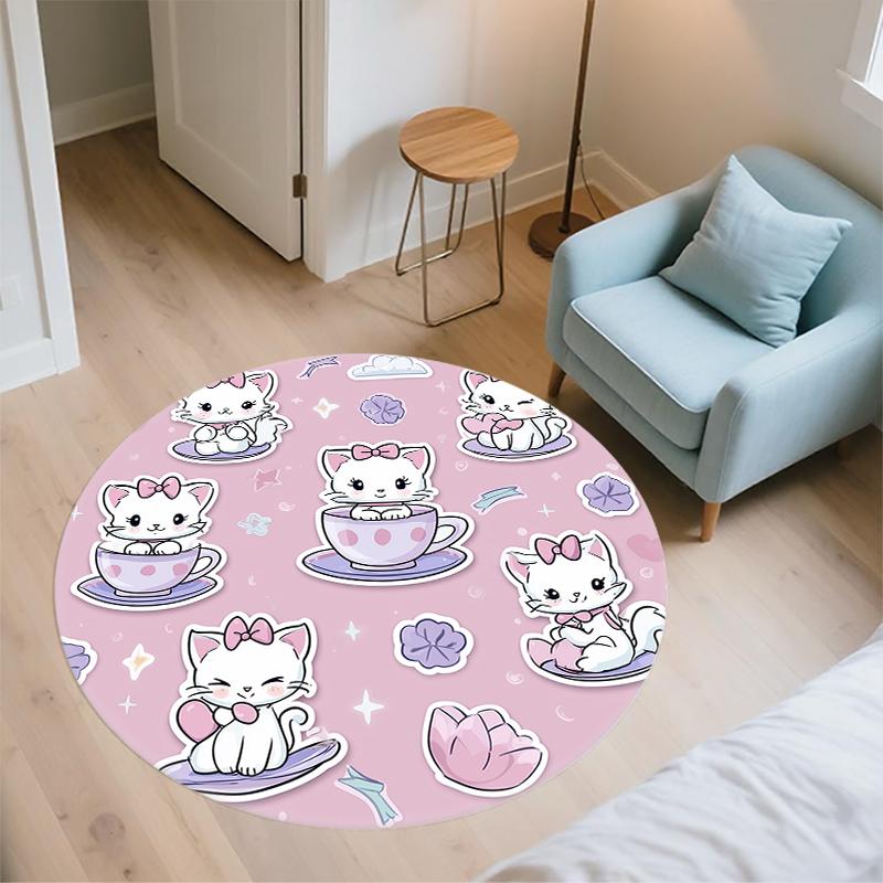 Cartoon Animal Pattern Round rug,Carpet Rug for Living Room Bedroom Sofa Playroom Decor,Non-slip Floor Mat,Holiday Gifts and Birthday Gifts.