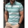 Summer Men's Polo Shirt with Stripes Print Breathable Lightweight Casual Fashionable Outdoor Men's Clothing