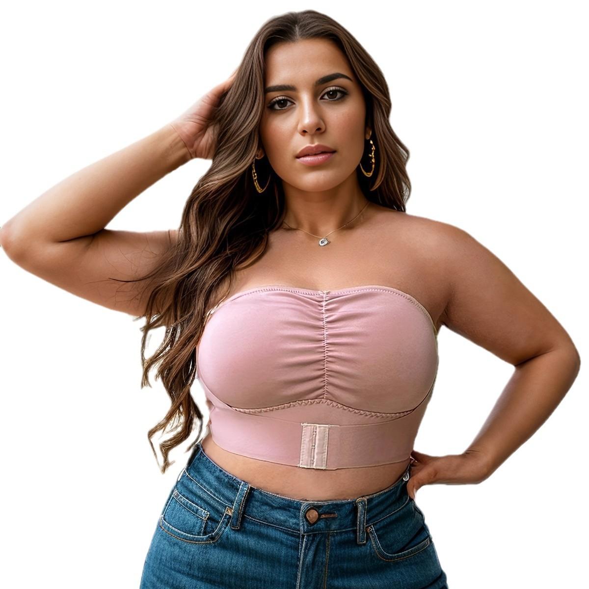 

Бюстгальтер без бретелей для большой груди, маленький размер, нескользящий, с эффектом пуш-ап, бандажный, с запахом на груди, регулируемая передняя застежка, красивый бюстгальтер со спинкой XL