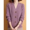 Loose V-necklong Sleeve Cardigan Sweater Loose V Neck Long-Sleeve Cardigan Sweater