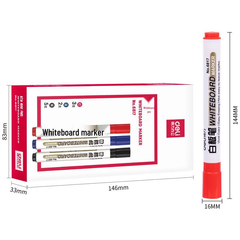 Deli Sida 6817-10 Erasable Whiteboard Markers, 60-Pack Mixed Colors