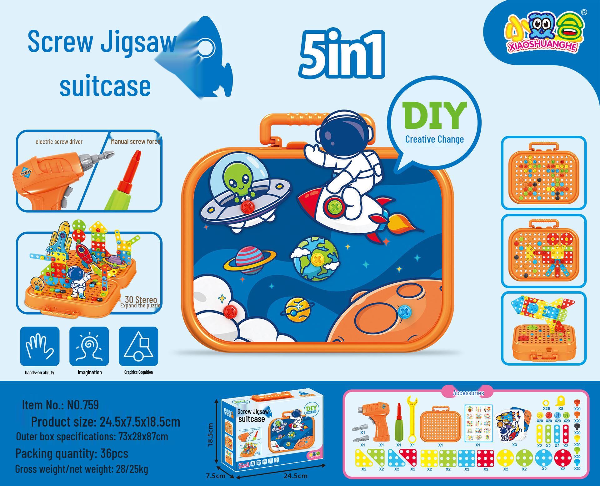 

Kids Space Astronaut 3D Puzzle Electric Assembly Toy Toolbox