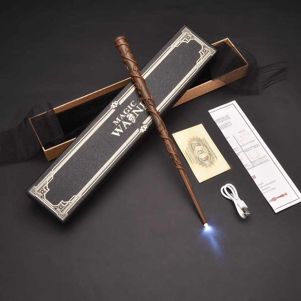 Bacchetta Magica Harry Potter Illuminante Ricaricabile Bacchetta di Sambuco, Bacchetta Magica Incisa USB Luminosa