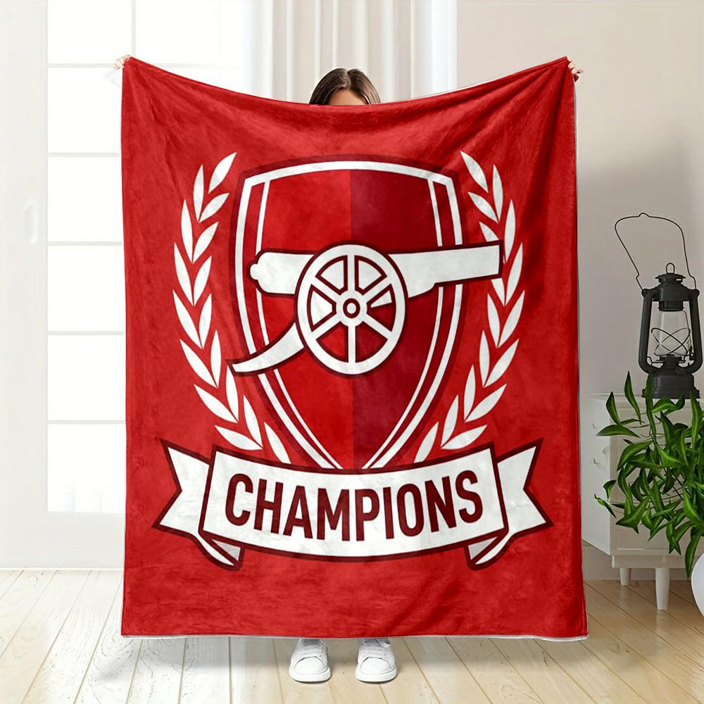 Red Champions Cannon Designed Flannel Blanket for Bedroom, Living Room, Sofa, and Nap