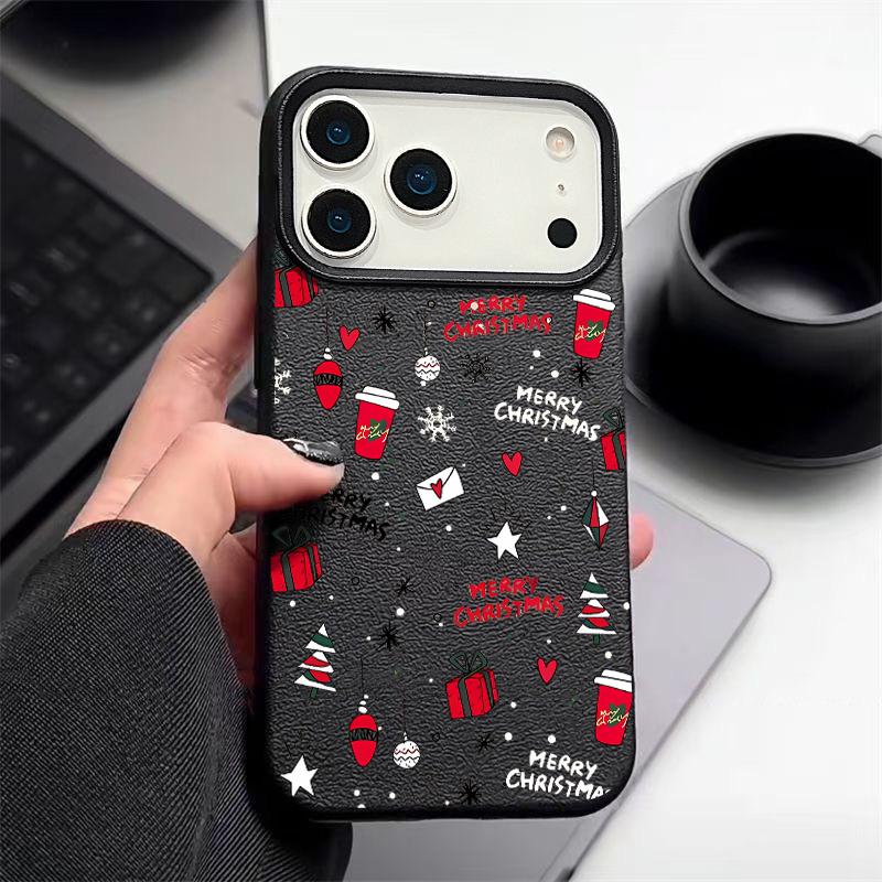 Urocze świąteczne wzory etui na telefon dla iPhone Air 17 16 15 14 Pro Max 13 12 Pro 11 16e Odporne na wstrząsy Tekstura skóry TPU Miękkie etui