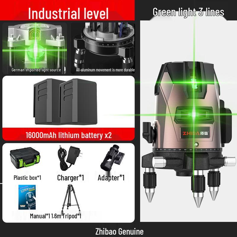 New High-Capacity Green Laser Infrared Level Tool - 35 Lines, Strong Light, Outdoor Automatic