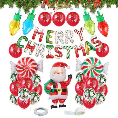 Merry Christmas Balloons Colorful Festive Home Decor Party Balloons Holiday Decorations for Wall Door Tree Patio Indoor Living