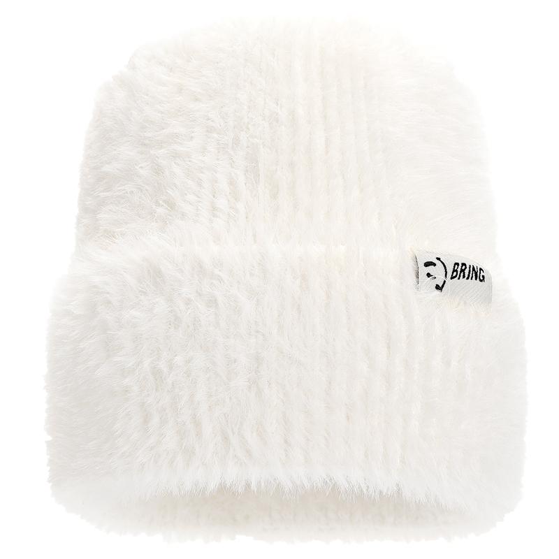 

Новая простая плюшевая шапка в стиле K-pop, шапка-бини, милая осенне-зимняя для женщин, теплые шапки для девочки, уличная одежда, вязаная шапка 54cm-58cm белый