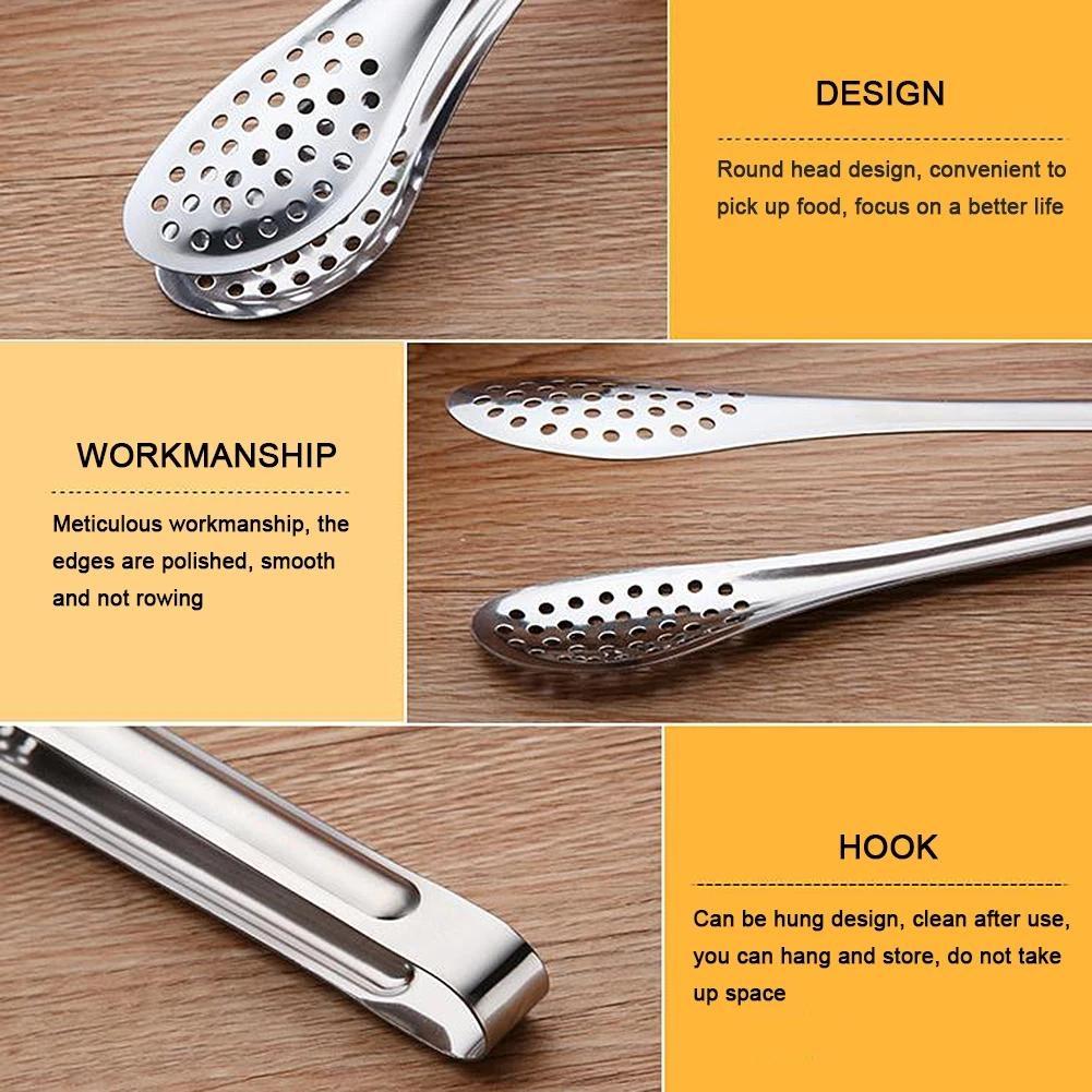 Stainless Steel Food Tongs Kitchen Utensils Food Clip Portable for Picnic Barbecue Cooking