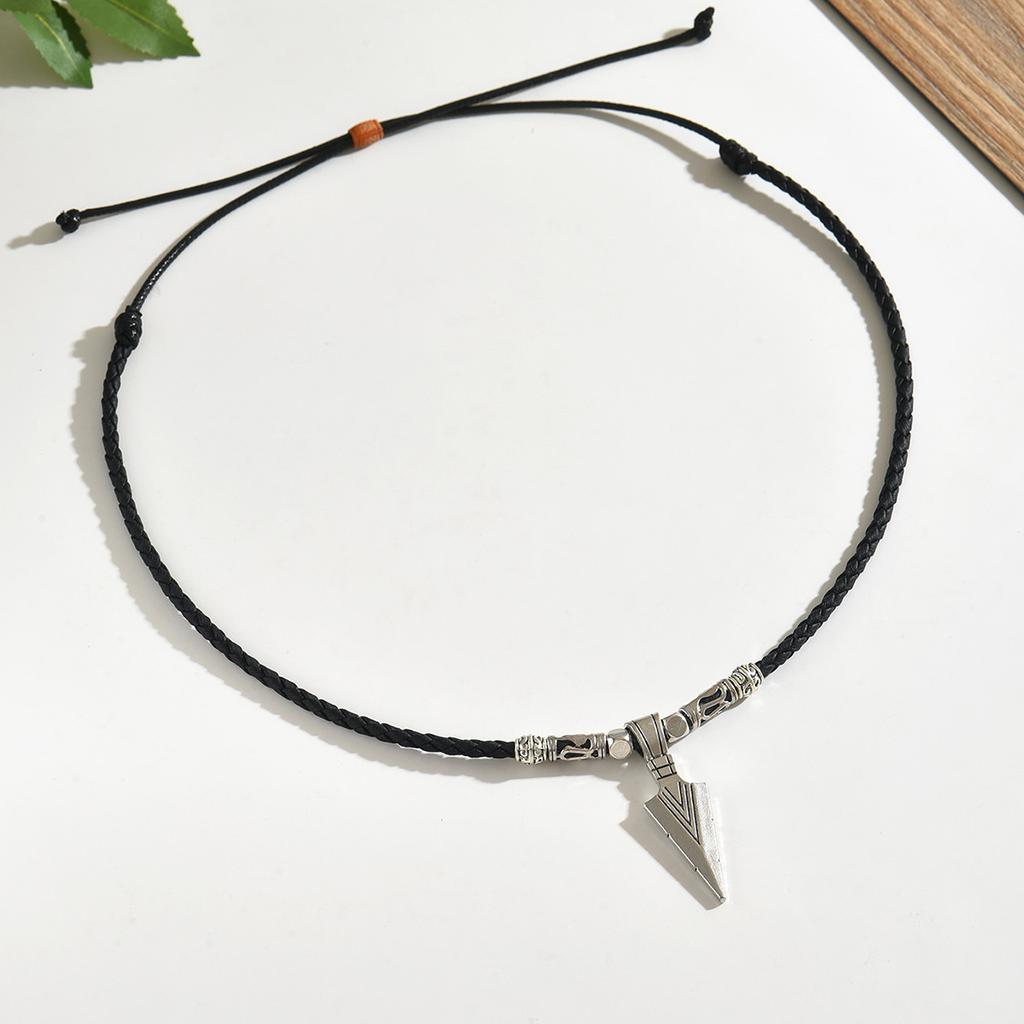 1PC Men Retro Artificial Leather Necklace Medieval Vintage Arrow Pendant Man Jewelry Gift for Him
