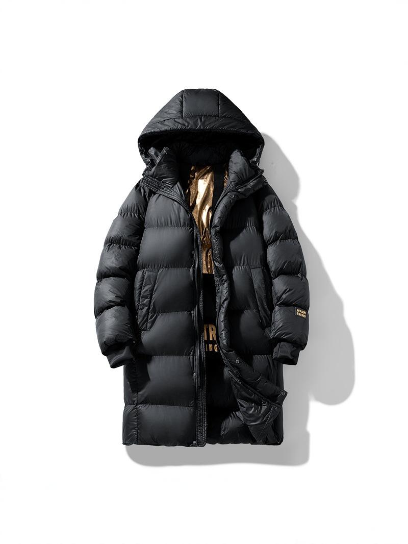 

Men s 2025 Black Gold Hooded Mid-Length Graphene Winter Jacket 3XL чорний