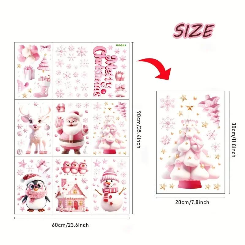9 Sheets Christmas Window Clings Cute Santa Snowman Reindeer Merry Christmas Glass Stickers  Winter Wonderland Window Decals