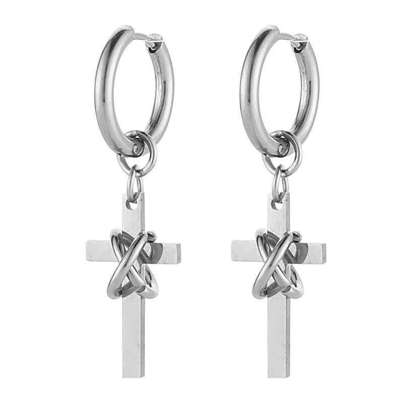 Stainless Steel Cross Earrings: Trendy Punk Gothic Dangles for Men & Women