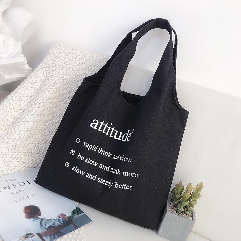 New Shoulder Canvas Bag, Hand-held Make-up Bag, Large-capacity Canvas Bag, Women's Bag, Large-capacity Letter Shopping Bag.