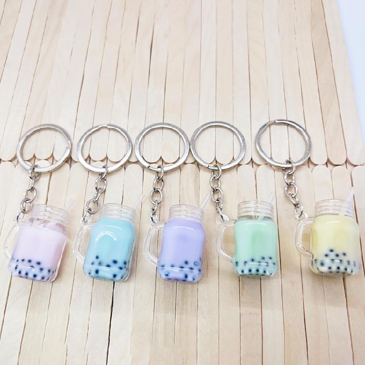 Small BobaMilk Tea Cup Key Chains Cute Bubble Tea Keychain KawaiiCar Keyring