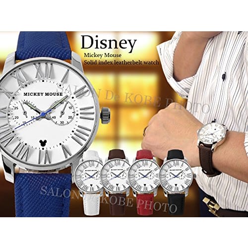 Disney Mickey Mouse Watch with Genuine Leather Strap, Men's, Women's, Pair, Unisex, Adult Disney Watch, Serial Number Included, Disney Mickey Leather
