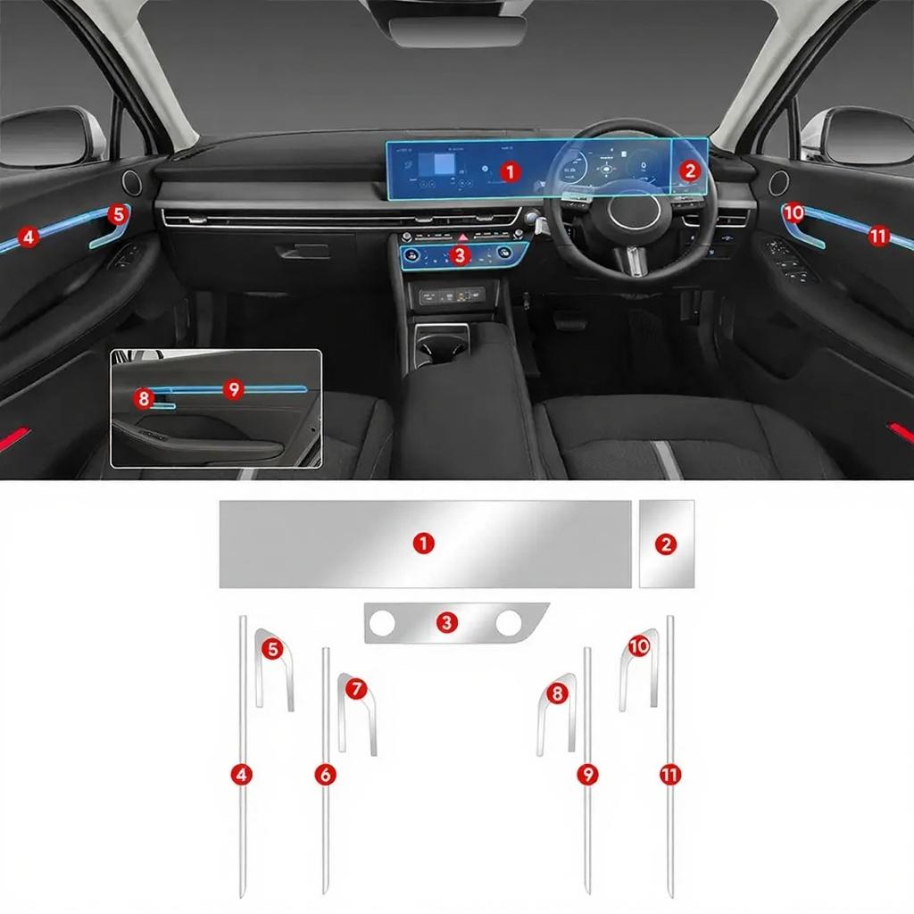For HYUNDAI SONATA 2024 2025 TPU Car Central Control Screen Navigation Protective Film Anti-Scratch Sticker Interior Accessories
