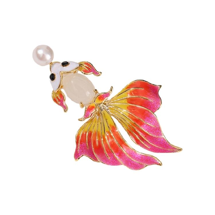 

Cartoon Animal Theme Brooch Pin Enamel Goldfish Badge Fashionable Gift For Women Stylish Christmas Party Decoration красный