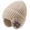 Unisex Winter Knit Hat with Detachable Ear Flaps Windproof Warm Snowflake Pattern Beanie