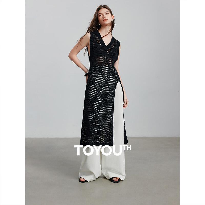 Women's Linen-Blend Knit Maxi Dress with Slit & Cutout