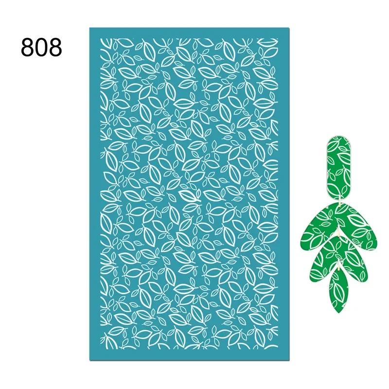 

Новые самоклеящиеся трафареты для шелкографии для полимерной глины, декор листьев и цветов, многоразовые сетчатые трафареты для переноса печати, изготовление серег и ювелирных изделий