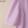 ZANZEA Women Casual Round Neck 3/4 Sleeve Summer Plain Blouse
