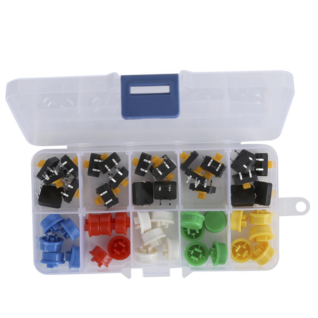 25PCS 12x12x7.3 mm Tact Push Button with Round Cap Micro Switch for DIY Electronic Products
