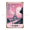 Paris In  Futuristic Retro Aesthetics Metal Sign Rusty Wall Decor Garage Personalized Classic Tin Sign Poster