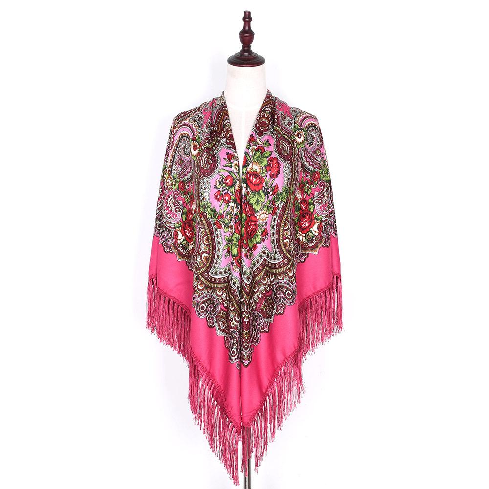 160*160Cm Women Russian Scarf Luxury Floral Print Scarves Wraps Big Size Handkerchief Babushka Bandana Beach Travel Shawls