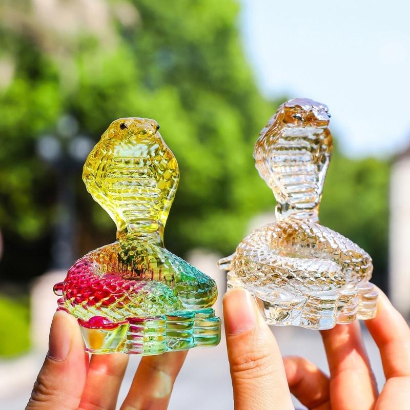 Chinese Crystal Snake Figurine Decors for 2025 Year Of The Snake Festivities Animal Statue Sculpture Decorative Ornament