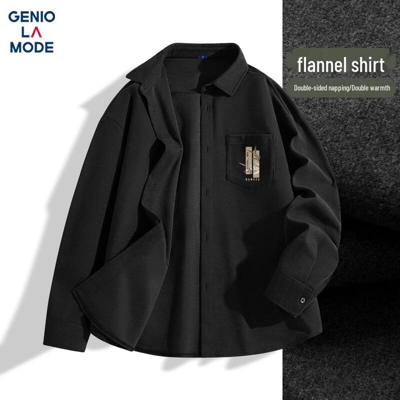 GENIOLAMODE Men s Flannel Casual Long-Sleeve Shirt M