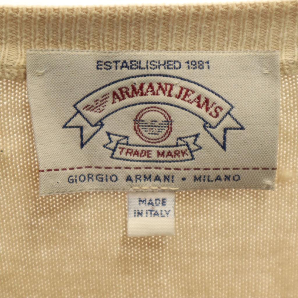 ARMANI JEANS 90s Made in Italy Old Long sleeve V neck knit M beige Men's Used