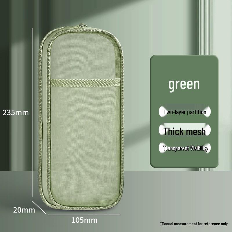 Double-Layer Mesh Transparent Pencil Case - Portable Large Capacity Stationery Box