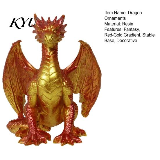 Office Table Sculpture Dragon Resin Statue, Sitting Wyvern Sculpture, 3D Medieval Figurine, Fantasy Desktop Dragons Props Ornament for Game