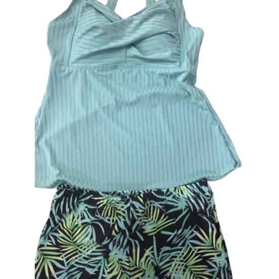 2Pcs/Set Women Swimsuit Sling Padded Tops Leaf Printing Swimming Trunks Set Quick-Dry Fabric Vacation Activities Beachwear