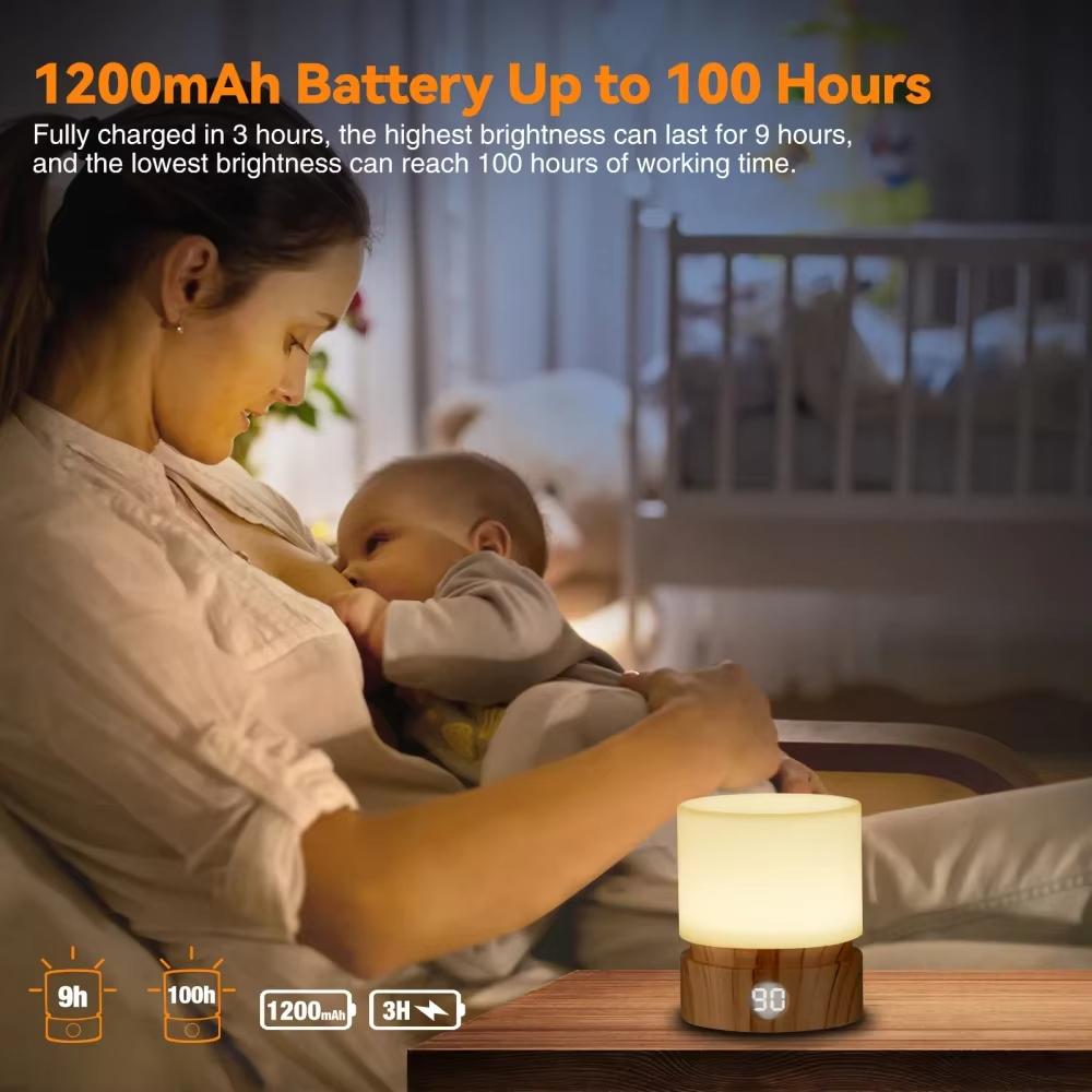 Timer Night Light Small LED Bedroom Bedside Table Lamp Baby Breastfeeding Dimmable Sleeping Usb Charging Warm White Mood Light