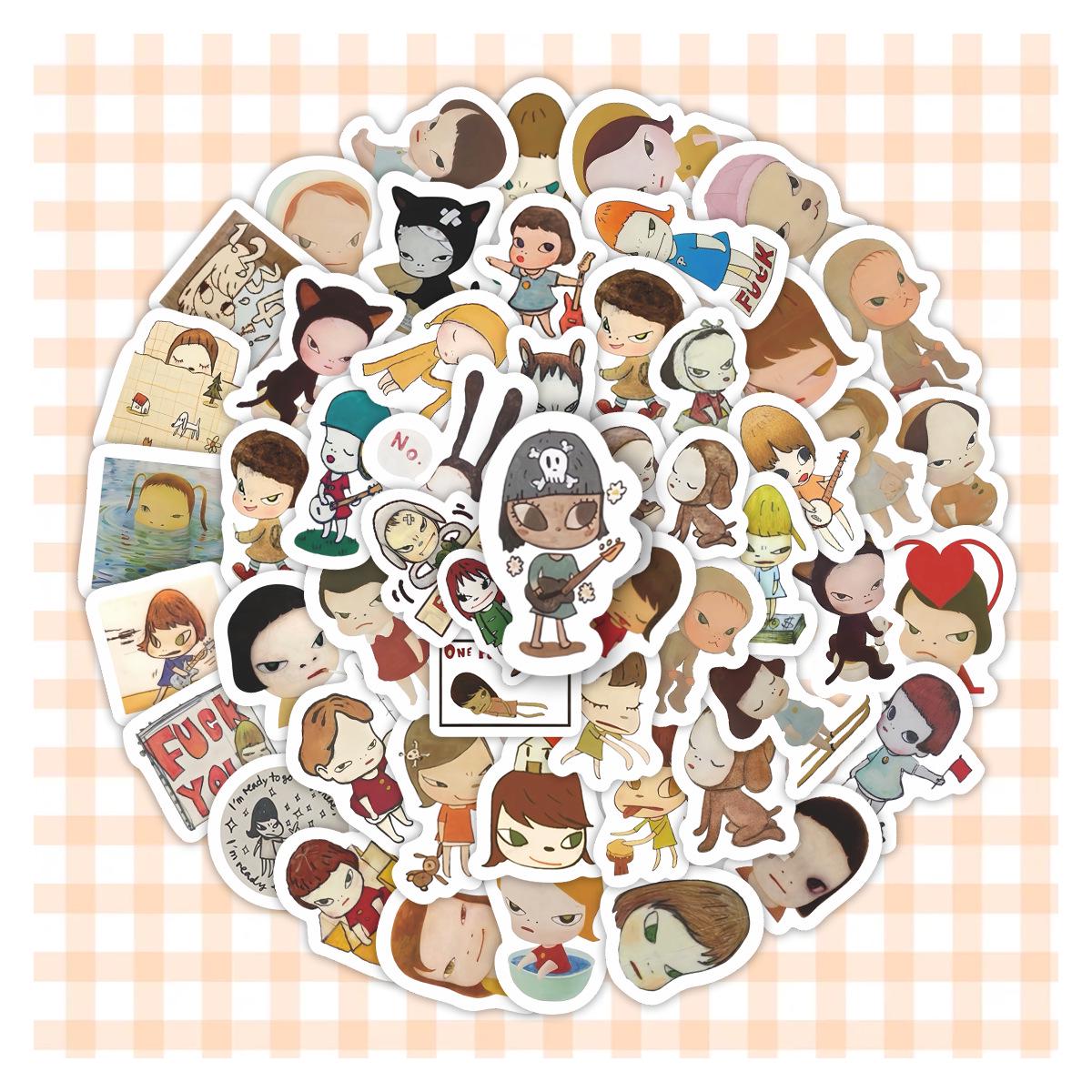 Yoshitomo Nara Cartoon Stickers: 73 Cute & Creative Designs for Notebooks, Planners, Suitcases, and Stationery Decor. No