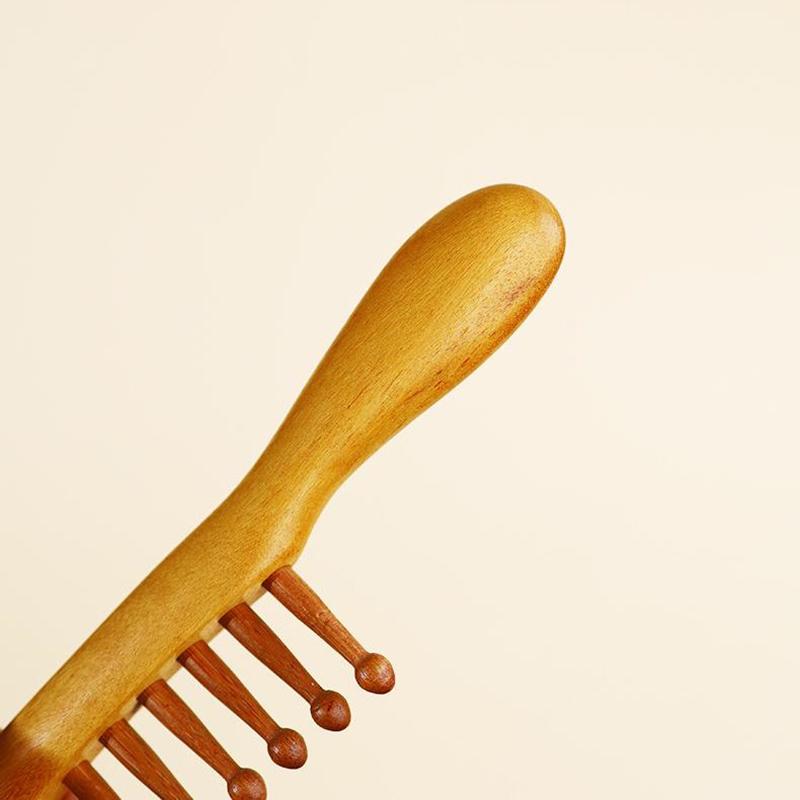 Natural Garapa Wooden Comb Meridian Massage Anti-Static No-Snags Wide Tooth Comb For Women Girl Straight Curly Hair