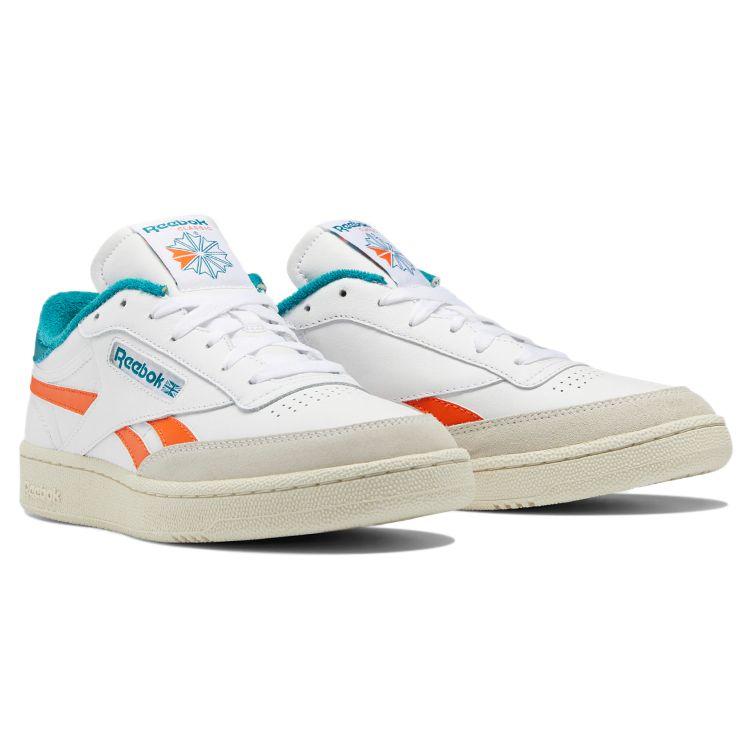Reebok Club C Revenge White Seaport Teal Herren Sneakers Schuhe-Weiß Pump-Orange GX0385