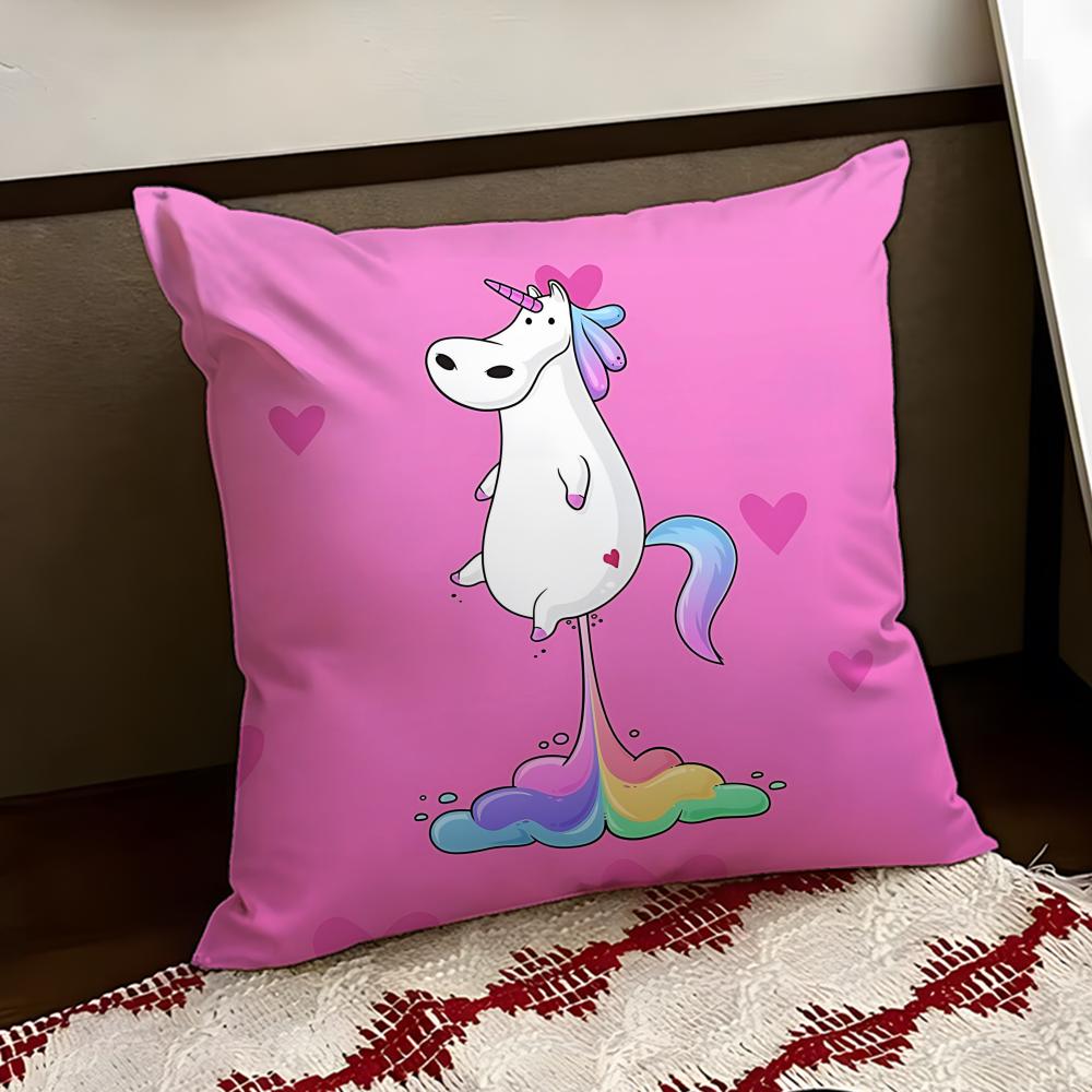 Glittering Magical Unicorn Cushion Cover Reversible Soft Durable Pillow Cover Home Car MultiScene Use for Daily Comfort