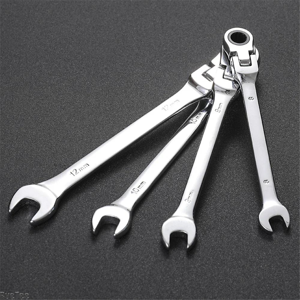 Dual-purpose Adjustable Ratchet Wrench Set Quick Effortless Open-end Socket Box Wrenches Hardware Maintenance Tools for Workers