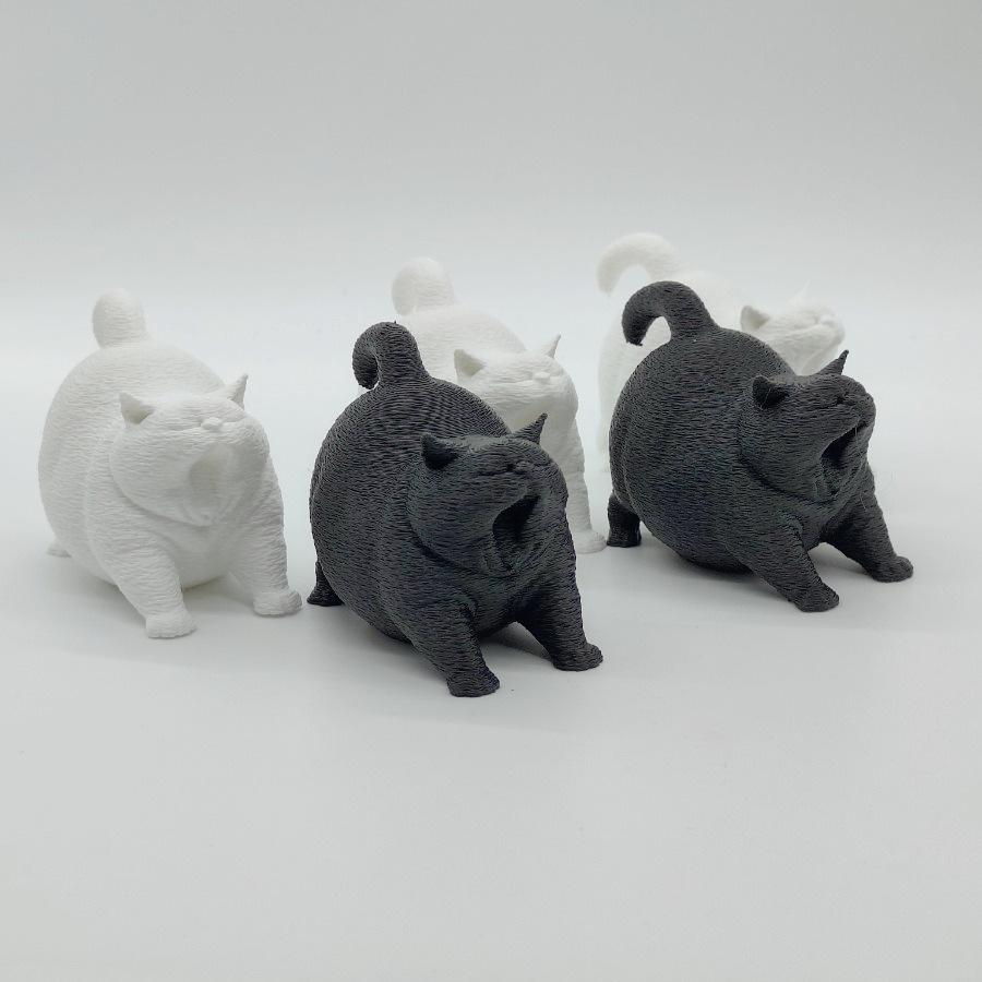 3D Söt Gäspande Katt Figurin Heminredning Skrivbords Prydnad Tryck Söt Katt Skrivbords Husdjur