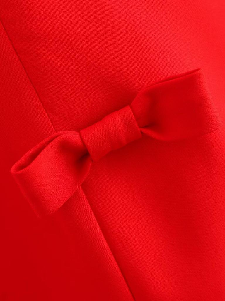 2024 Winter Women's European & American Style Bow-Decorated French A-line Dress