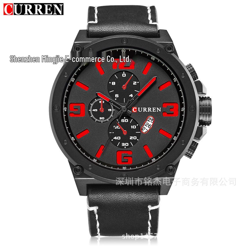 CURREN 8230 Men's Quartz Sport Watch with Casual Leather Strap and Calendar Function