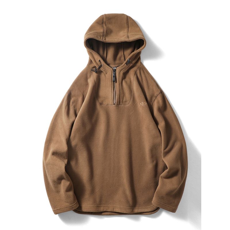 American Style Half Zipper Hood Double-sided Polar Fleece Hoodie Men's Autumn and Winter Outerwear Foreign Trade Cattle Goods Outdoor Fleece Jacket