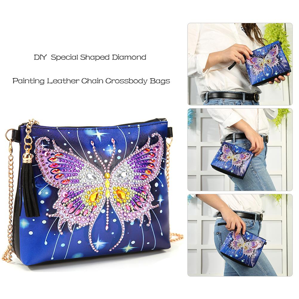 Dámská řetízková taška přes rameno Speciálně tvarovaná Diamantová malba Kosmetický organizér DIY Řemeslné dárky