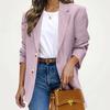 Ladies' Casual And Fashionable V-neck Button Up Long Sleeved Solid Color Jacket
